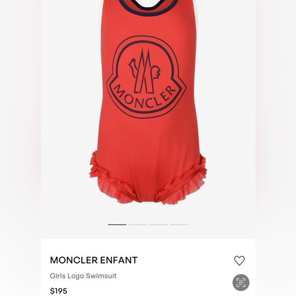 Moncler Costume Da Bagno Intero Logo-print Ruffle Swimsuit Toddler/Kid Size 4 - Picture 10 of 11